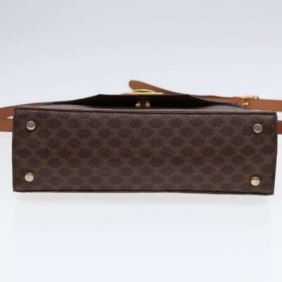 CELINE Macadam Canvas Shoulder Bag PVC Leather Brown Gold Auth - Picture 12 of 16